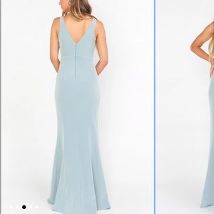 MUMU full length Morgan Gown In silver sage color. Size Xl